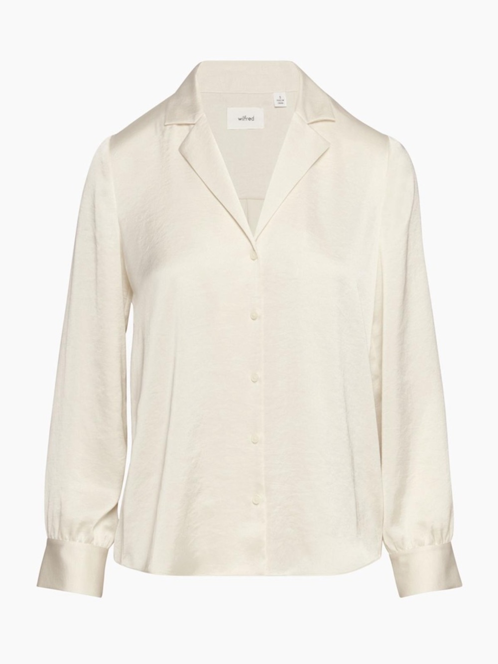 Aritzia Wilfred Cream Tulum Satin Button Blouse